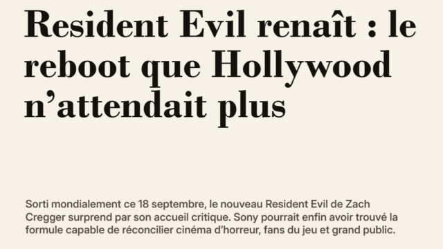Resident Evil renaît : le reboot que Hollywood n’attendait plus