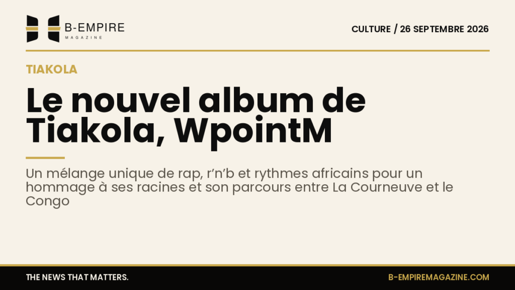 Couverture de l'album WpointM de Tiakola avec des motifs graphiques et un portrait stylisé