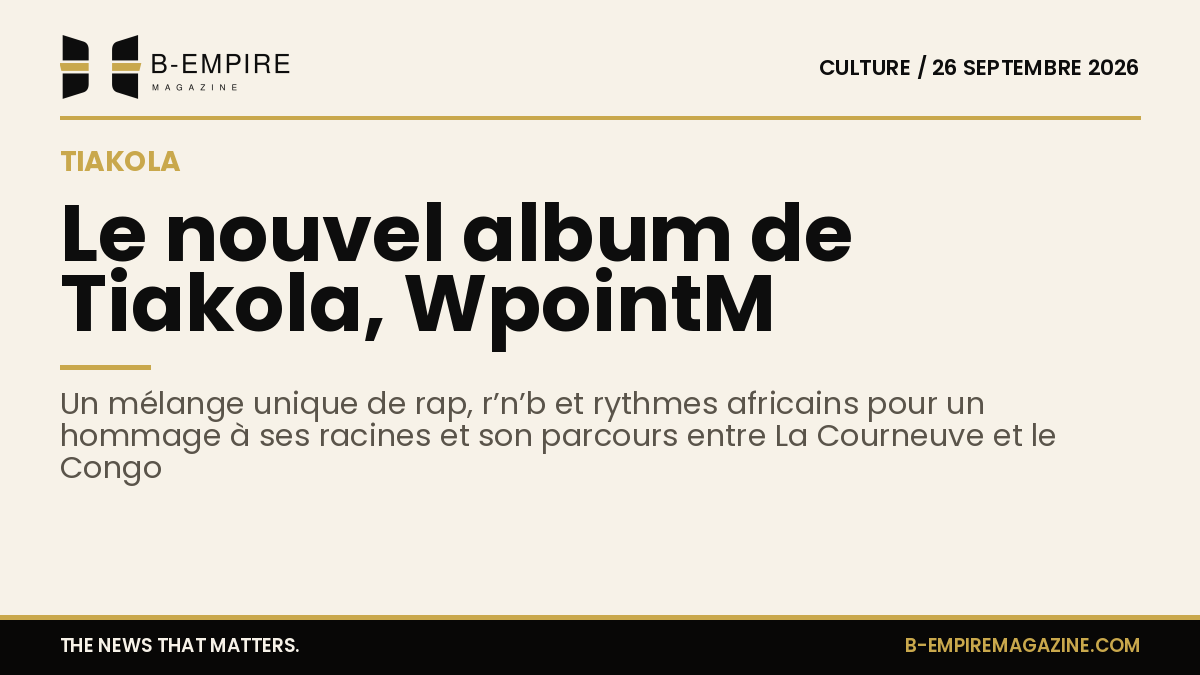 Couverture de l'album WpointM de Tiakola avec des motifs graphiques et un portrait stylisé