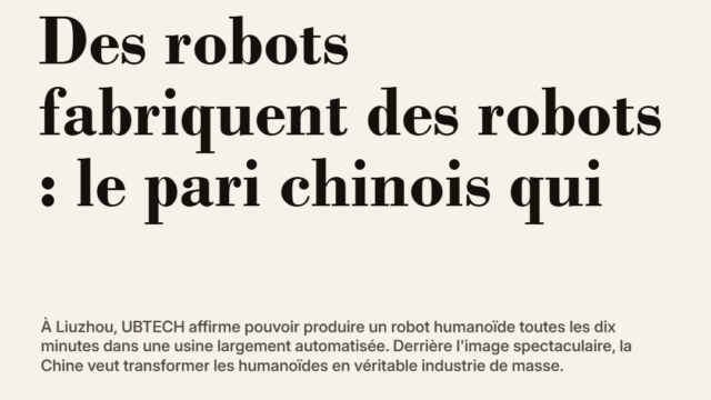 Des robots fabriquent des robots : le pari chinois qui