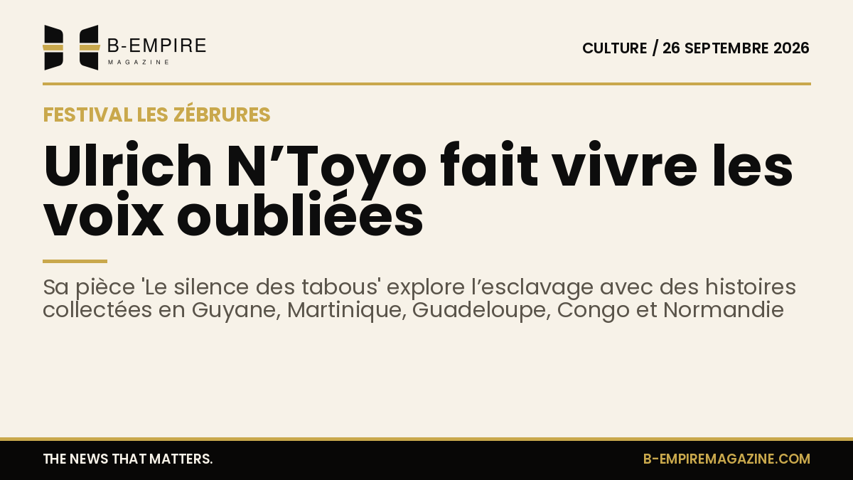 Affiche du festival Les Zébrures avec mention de la pièce 'Le silence des tabous' d’Ulrich N’Toyo