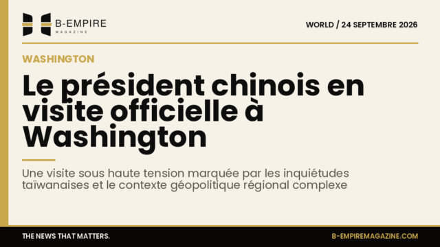 Illustration du drapeau chinois et américain superposés symbolisant la visite officielle à Washington