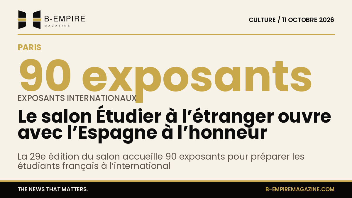 Affiche du salon Étudier à l’étranger 2026 avec la mention Espagne à l’honneur et le nombre d’exposants