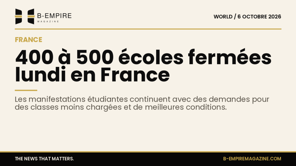 Photo d’une école fermée avec des panneaux indiquant la fermeture en raison des manifestations étudiantes.