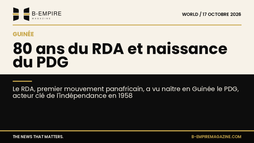 Visuel en split avec moitié fond papier et moitié fond noir, titre sur la naissance du PDG et les 80 ans du RDA