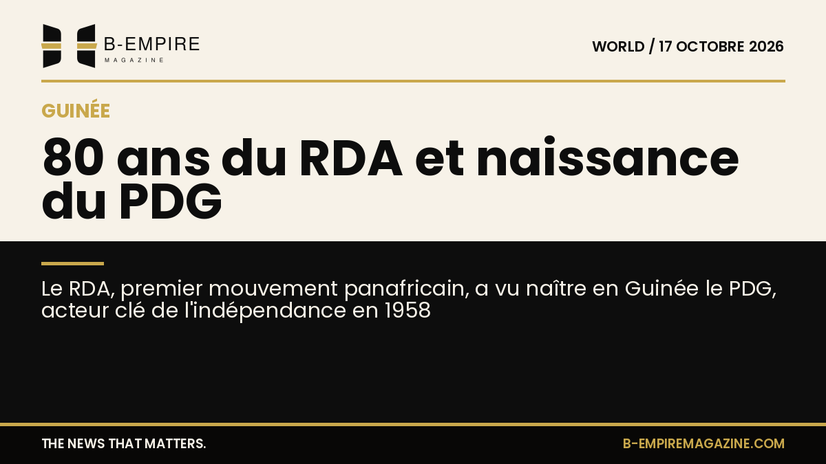 Visuel en split avec moitié fond papier et moitié fond noir, titre sur la naissance du PDG et les 80 ans du RDA