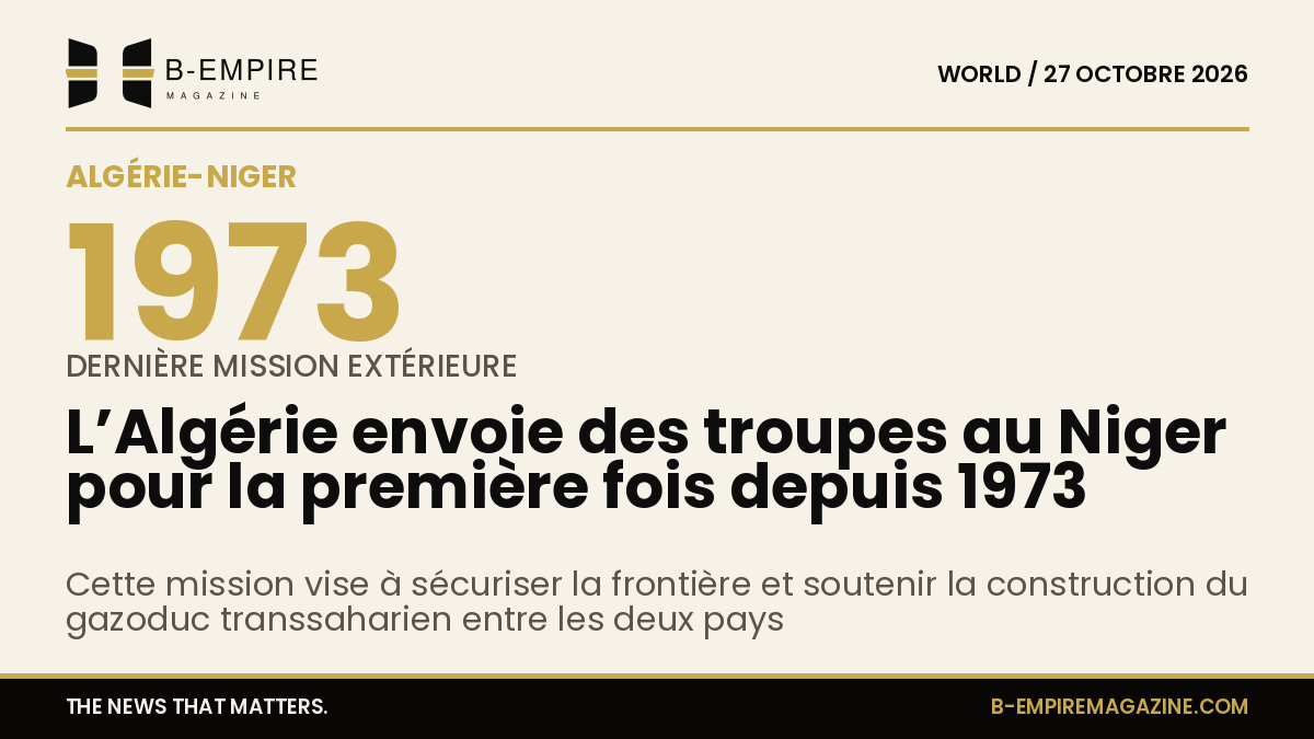 Carte stylisée montrant la frontière entre l’Algérie et le Niger avec un symbole militaire et un gazoduc