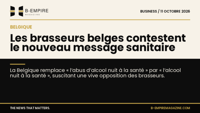 Visuel split avec fond papier à gauche et fond noir à droite, titre à cheval sur les deux fonds évoquant la controverse sur le message sanitaire en Belgique
