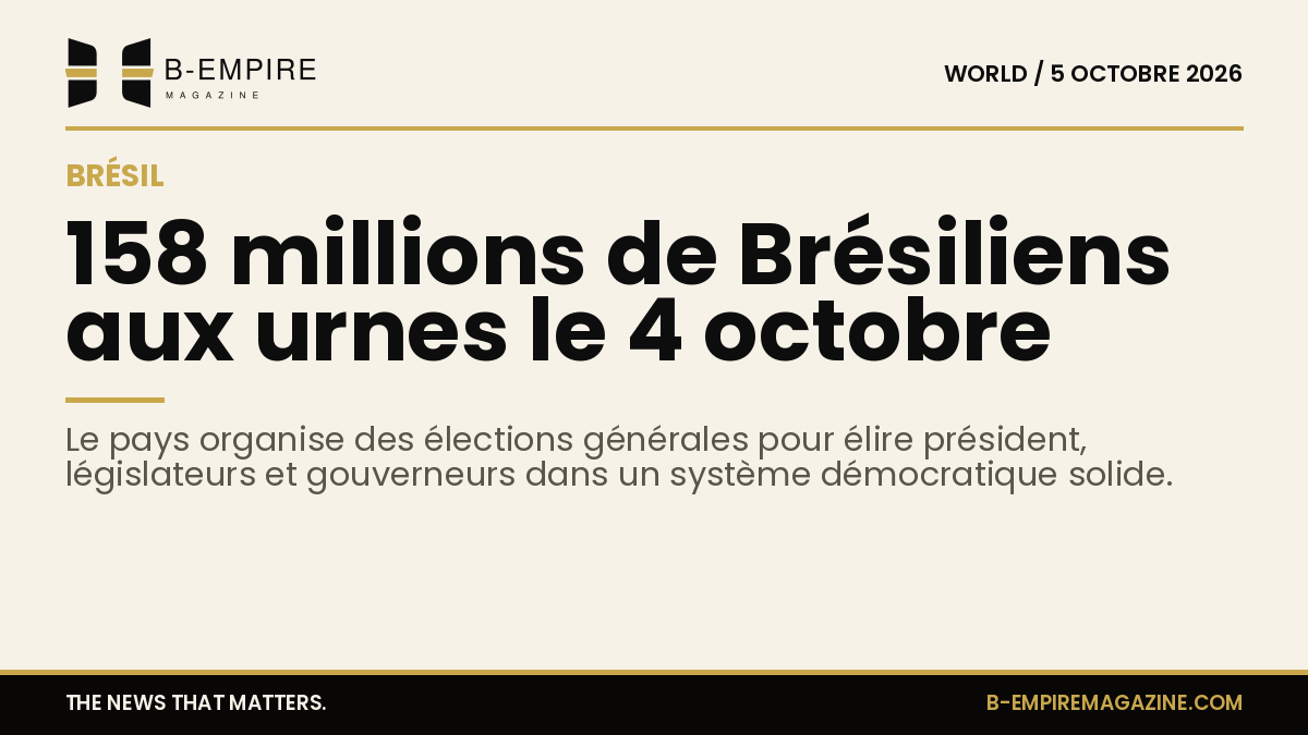 Illustration représentant un bureau de vote au Brésil avec des électeurs et un drapeau brésilien en arrière-plan
