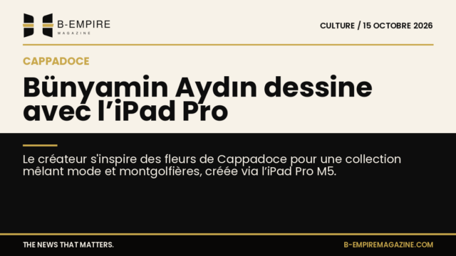 Visuel divisé montrant une moitié en fond papier avec motif floral et l'autre moitié en fond noir avec une silhouette de montgolfière.