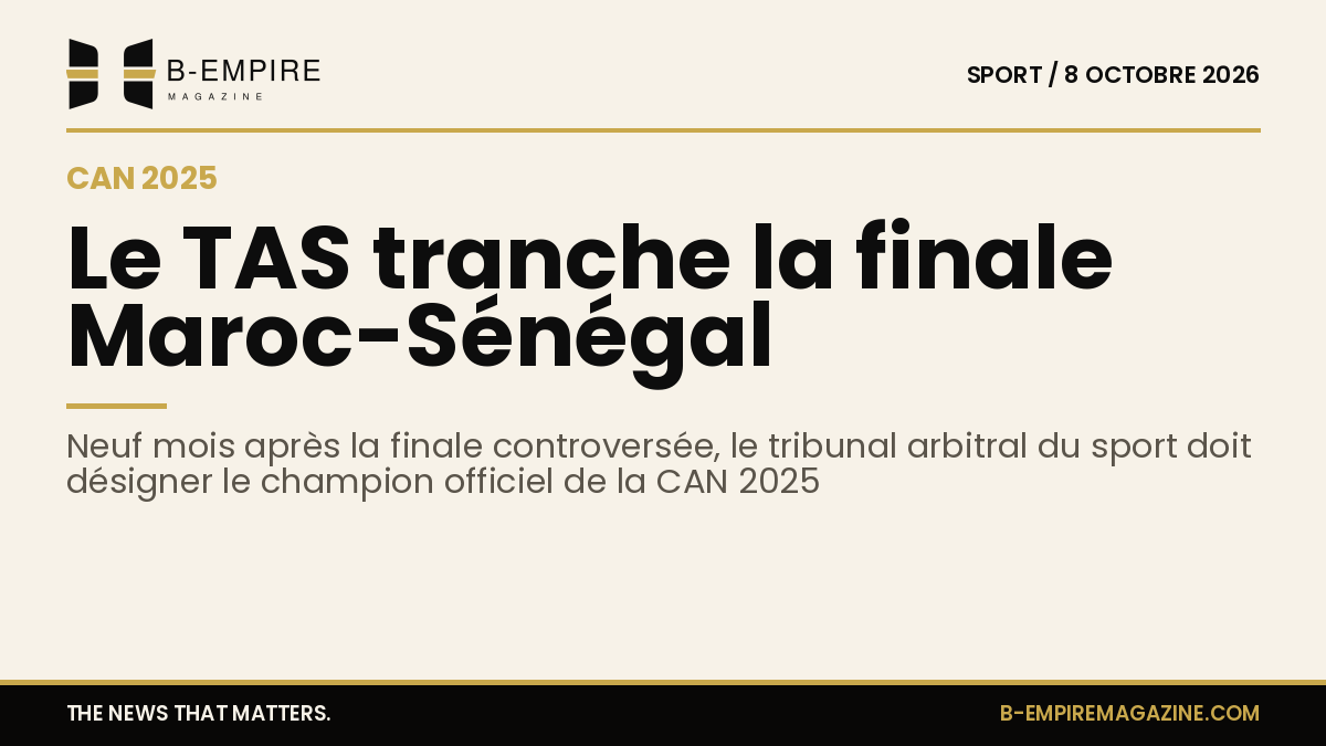 Image stylisée du Tribunal arbitral du sport à Lausanne avec les drapeaux du Maroc et du Sénégal
