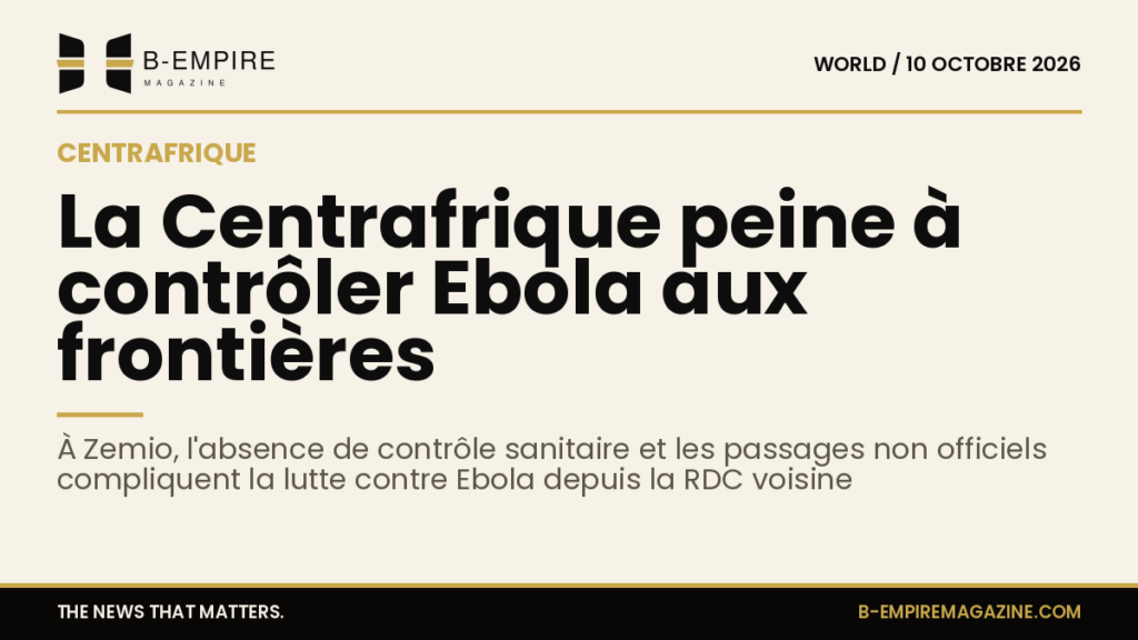 Poste de contrôle sanitaire déserté à une frontière rurale entre la Centrafrique et la RDC