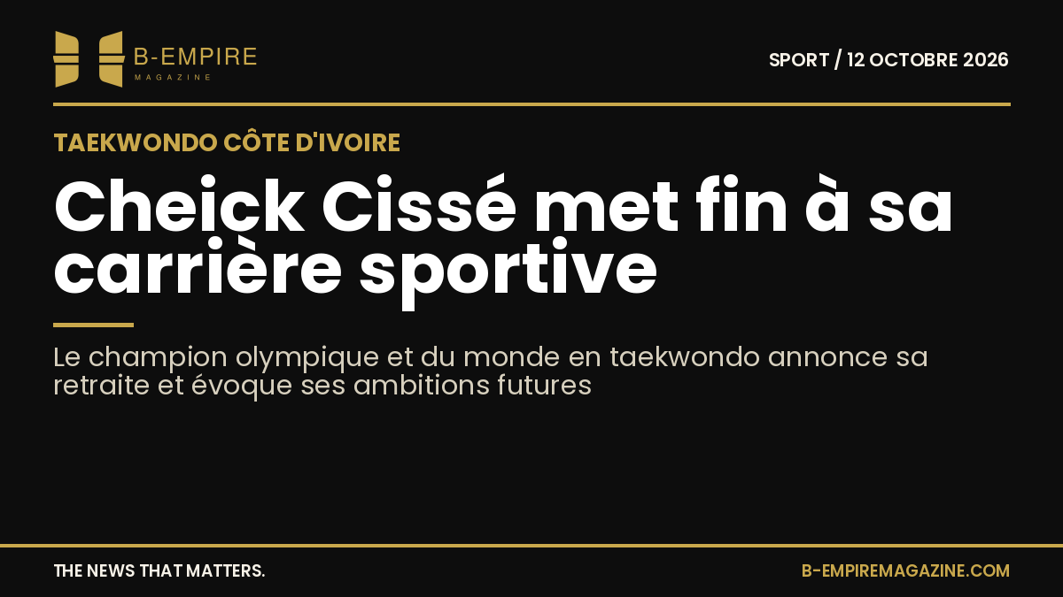 Portrait de Cheick Cissé en tenue de taekwondo avec une médaille olympique