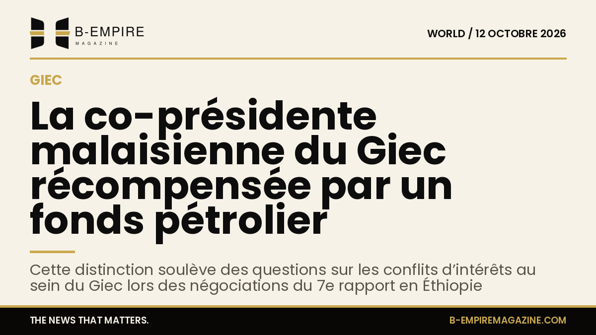 Portrait de la co-présidente malaisienne du groupe III du Giec avec un fond neutre et le logo du Giec