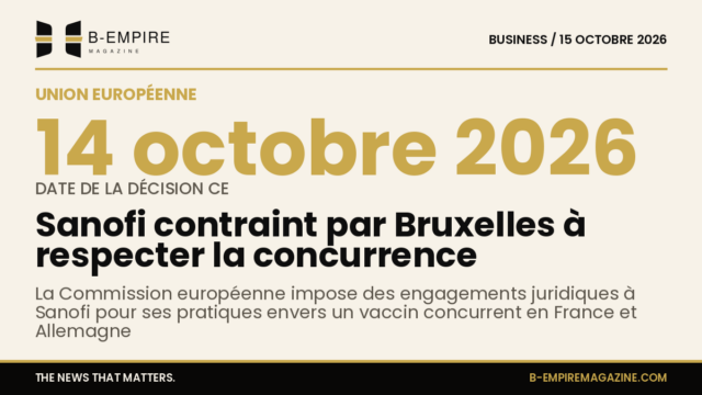 Texte sur fond papier présentant la décision de la Commission européenne concernant Sanofi et la concurrence sur les vaccins antigrippaux