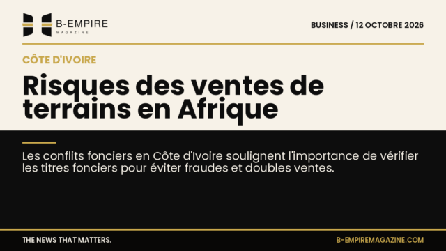 Carte stylisée de la Côte d'Ivoire avec un visuel divisé en deux zones papier et noir, titre à cheval sur la séparation