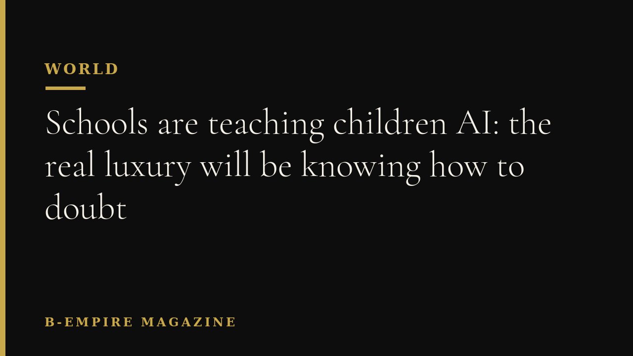 Schools are teaching children AI: the real luxury will be knowing how to doubt