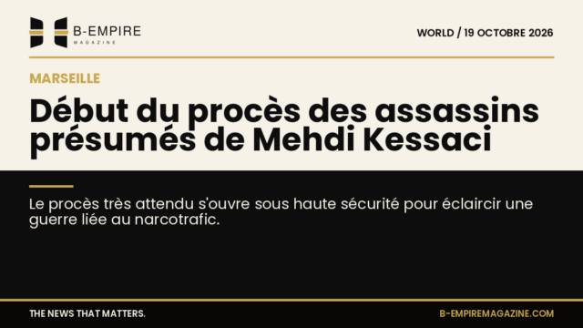 Salle d'audience avec forte présence policière à Marseille pour le procès des assassins présumés de Mehdi Kessaci