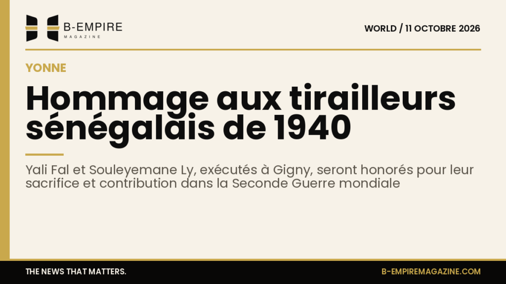Monument commémoratif en pierre dans un village avec une plaque dédiée aux tirailleurs sénégalais Yali Fal et Souleyemane Ly