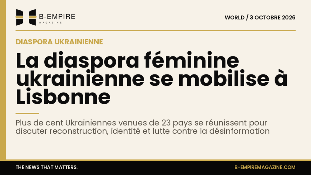 Photo d’un groupe de femmes ukrainiennes réunies à Lisbonne lors d’une conférence sur la reconstruction de l’Ukraine