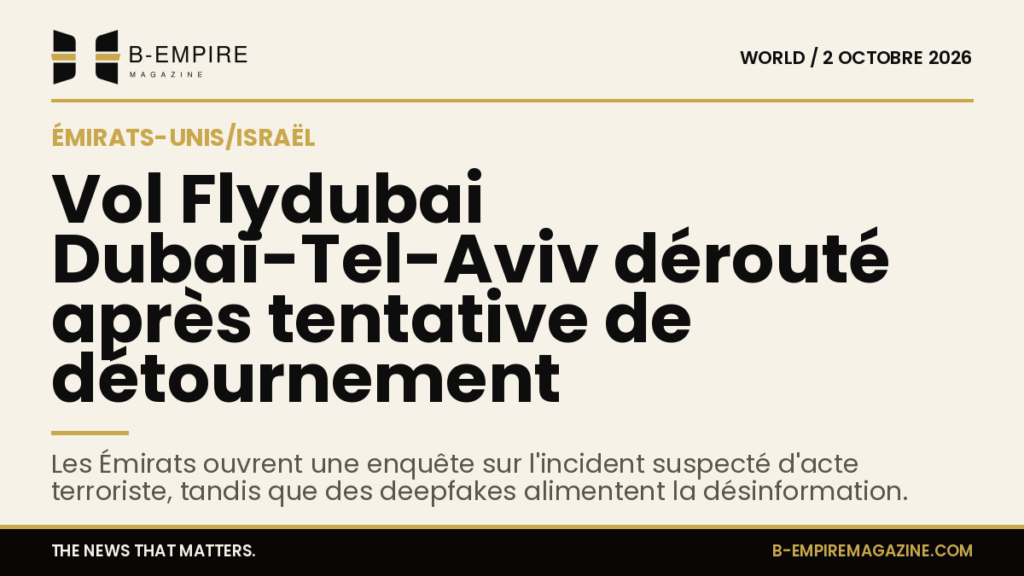 Visuel abstrait avec un avion sur fond papier couleur crème, texte noir et or évoquant une enquête aérienne