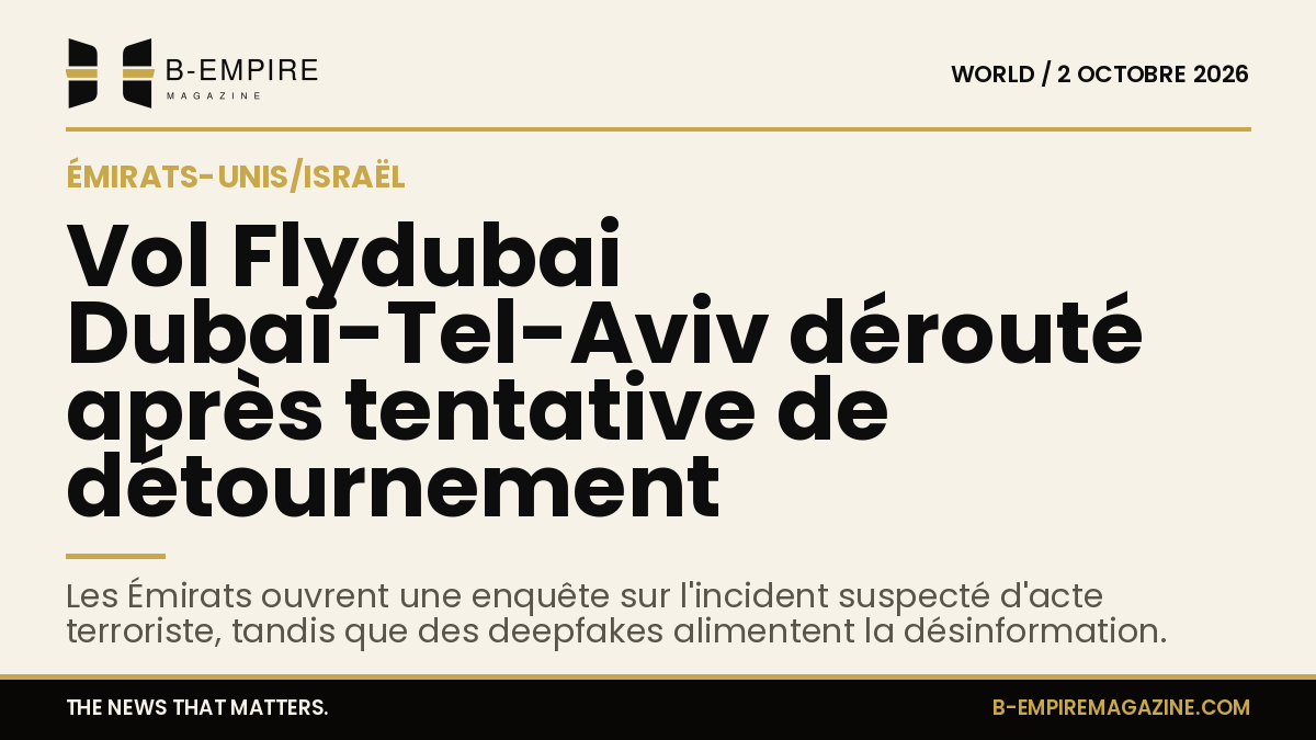 Visuel abstrait avec un avion sur fond papier couleur crème, texte noir et or évoquant une enquête aérienne