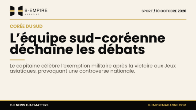 Photo de l’équipe de football sud-coréenne célébrant leur victoire aux Jeux asiatiques