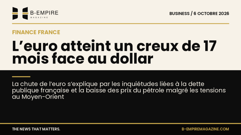 Graphique illustrant la baisse de l’euro face au dollar et la baisse des prix du pétrole malgré les tensions au Moyen-Orient