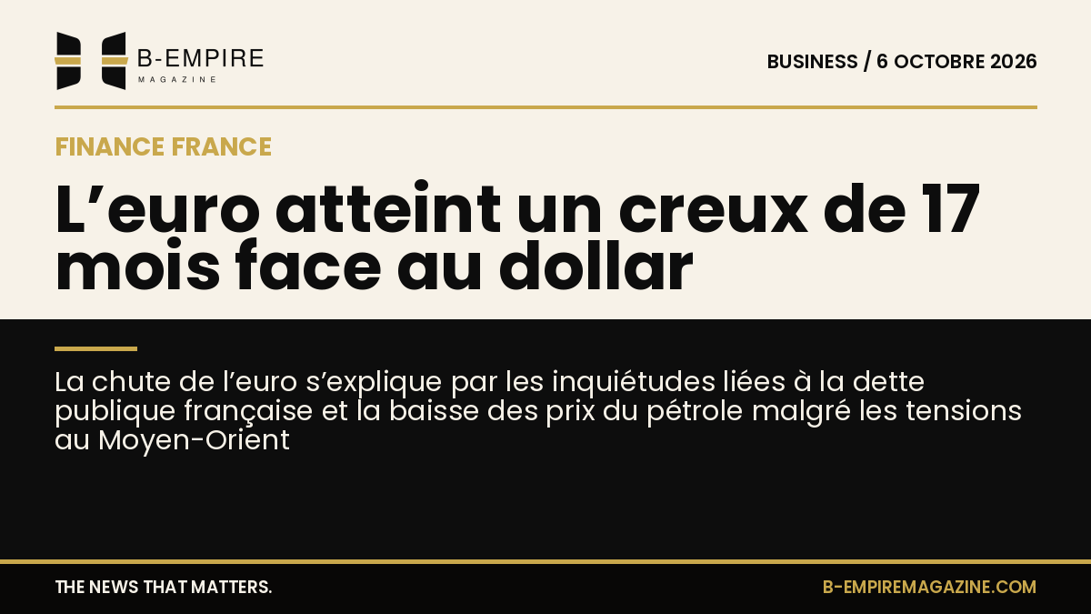 Graphique illustrant la baisse de l’euro face au dollar et la baisse des prix du pétrole malgré les tensions au Moyen-Orient