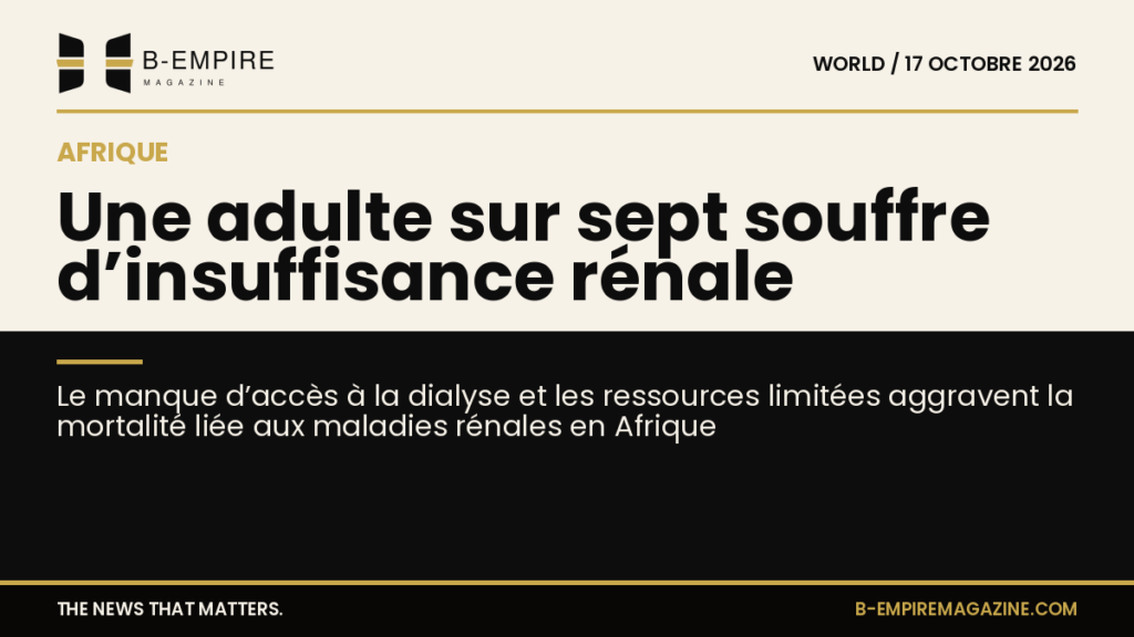 Infographie split montrant une silhouette humaine sur fond papier et noir, avec texte sur la prévalence élevée des maladies rénales en Afrique