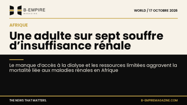 Infographie split montrant une silhouette humaine sur fond papier et noir, avec texte sur la prévalence élevée des maladies rénales en Afrique