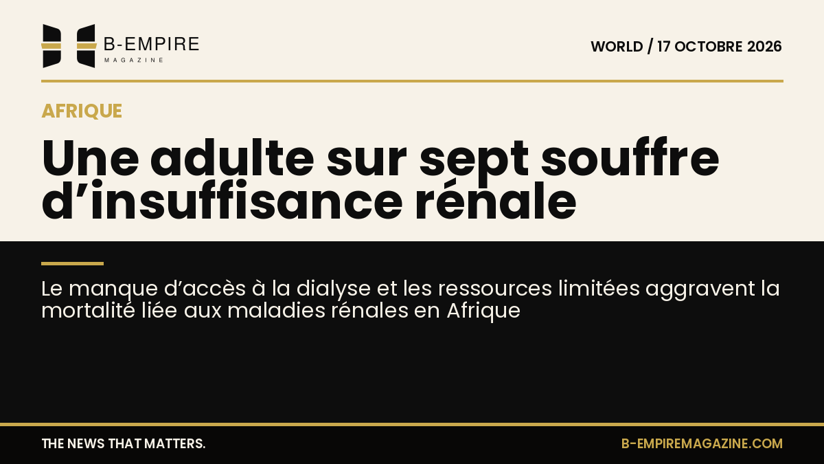 Infographie split montrant une silhouette humaine sur fond papier et noir, avec texte sur la prévalence élevée des maladies rénales en Afrique
