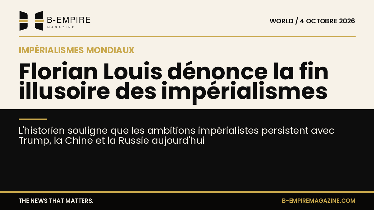 Portrait de Florian Louis avec un arrière-plan divisé en blanc et noir avec un titre à cheval sur les deux zones.
