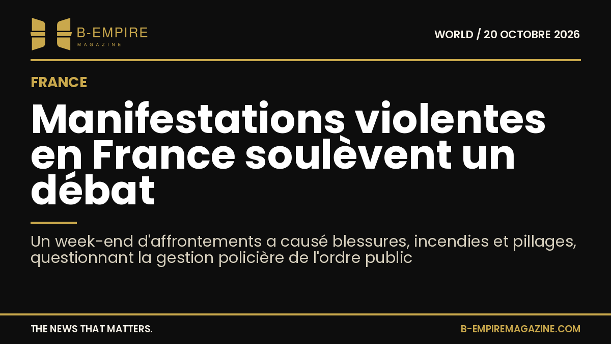 Photographie de policiers en tenue anti-émeute face à des manifestants lors d'une manifestation en France