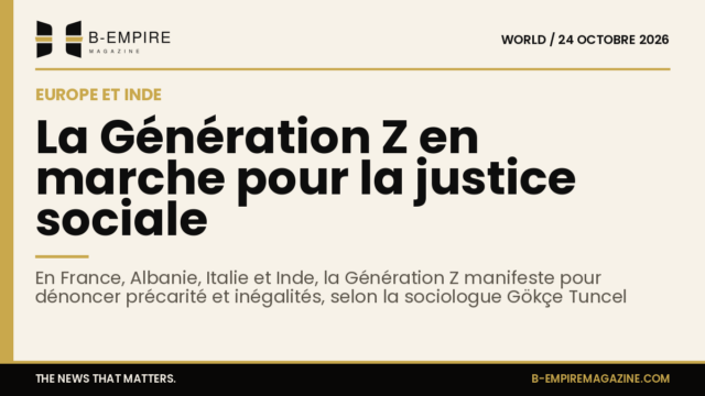 Jeunes manifestants de la Génération Z en Europe et en Inde brandissant des pancartes lors d'une manifestation pour la justice sociale