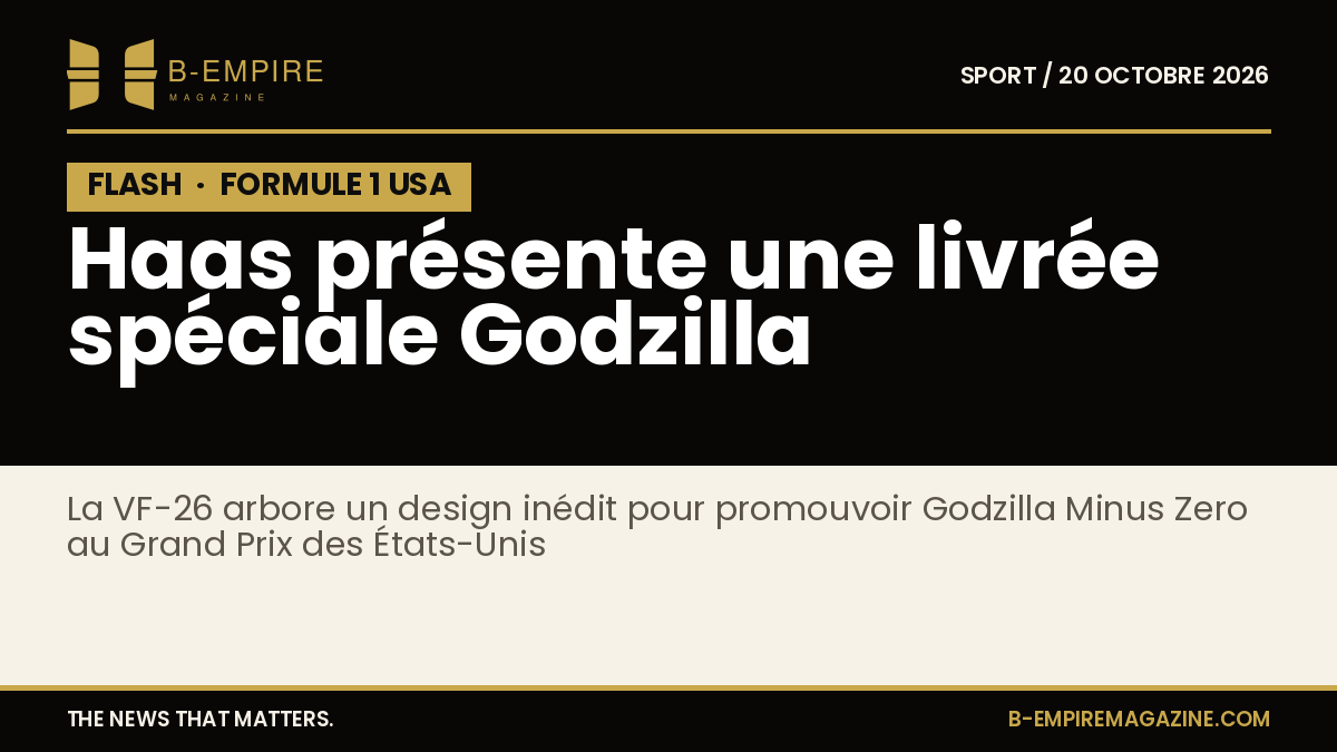 Monoplace Haas VF-26 avec une livrée spéciale Godzilla présentée au Grand Prix des États-Unis de Formule 1