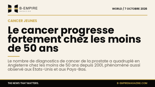 Graphique illustrant la forte augmentation des diagnostics de cancer de la prostate chez les moins de 50 ans en Angleterre depuis 2001.