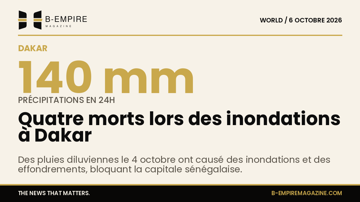 Vue de quartiers inondés à Dakar après de fortes pluies causant des blocages et des dégâts