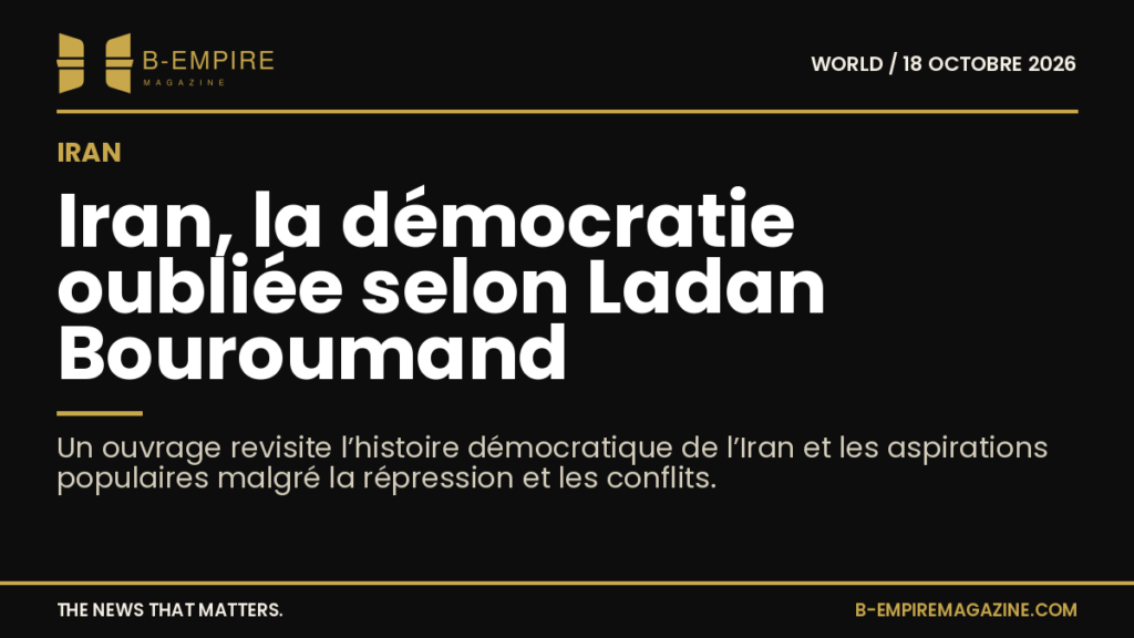 Couverture du livre « Iran, la démocratie oubliée » de Ladan Bouroumand avec titre en or sur fond noir.