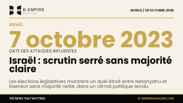 Graphique stylisé montrant un duel politique serré en Israël entre Netanyahu et Eisenkot sans majorité claire