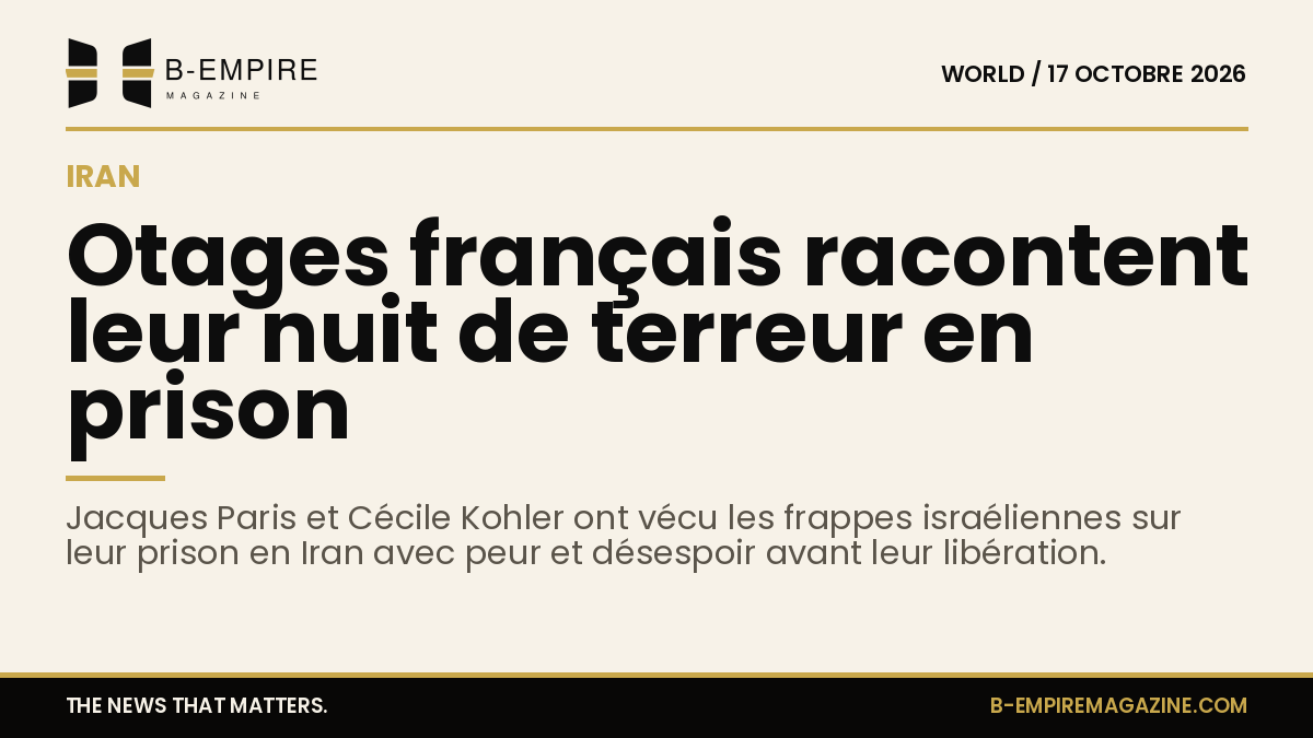 Portraits de Jacques Paris et Cécile Kohler, otages français libérés après une nuit de frappes israéliennes sur leur prison en Iran.