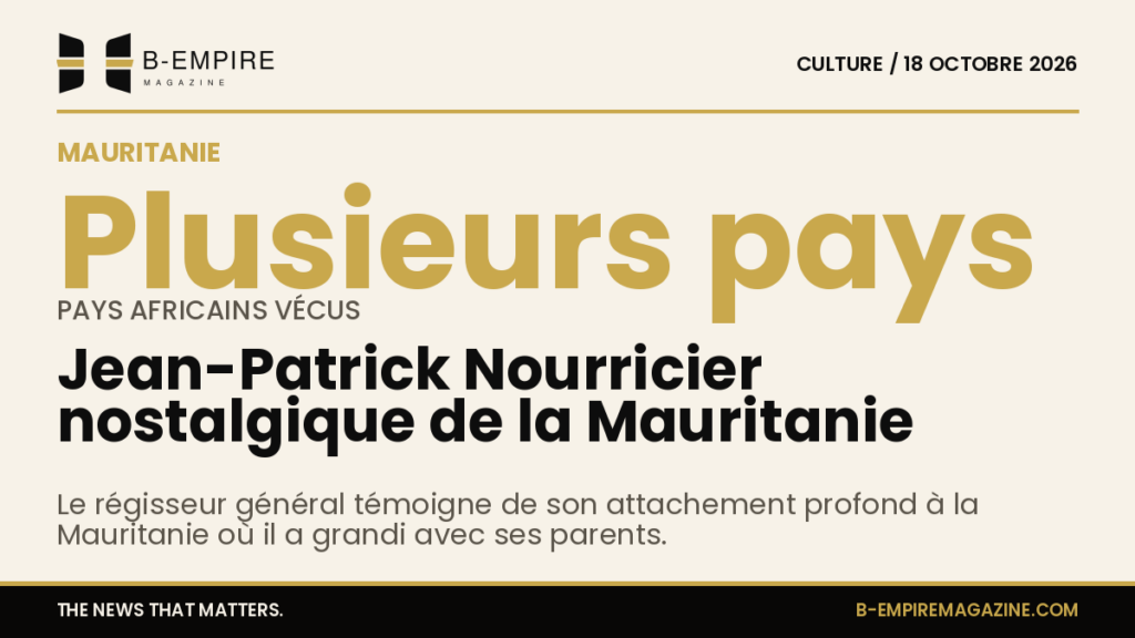 Portrait de Jean-Patrick Nourricier avec un fond évoquant la Mauritanie et l'Afrique