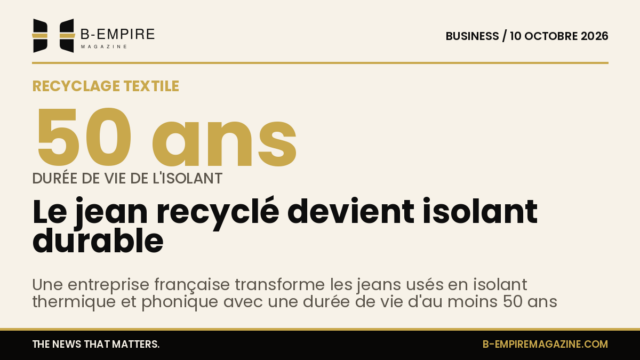 Illustration montrant un jean usé transformé en matériau isolant pour la maison