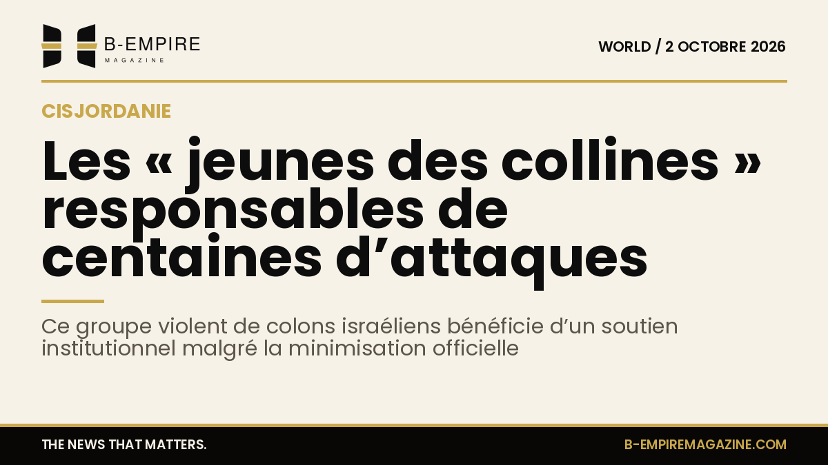 Illustration symbolique d’un groupe de jeunes colons israéliens dans une zone de colonisation en Cisjordanie