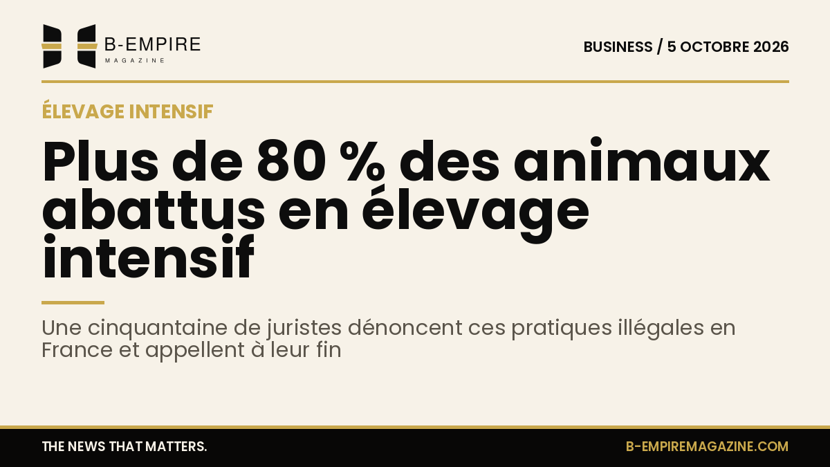 Illustration graphique mettant en avant la statistique de 80 % d’animaux abattus issus d’élevages intensifs en France.