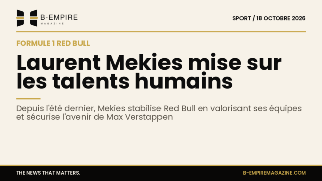 Portrait de Laurent Mekies lors d'une conférence de presse avec le logo Red Bull en arrière-plan
