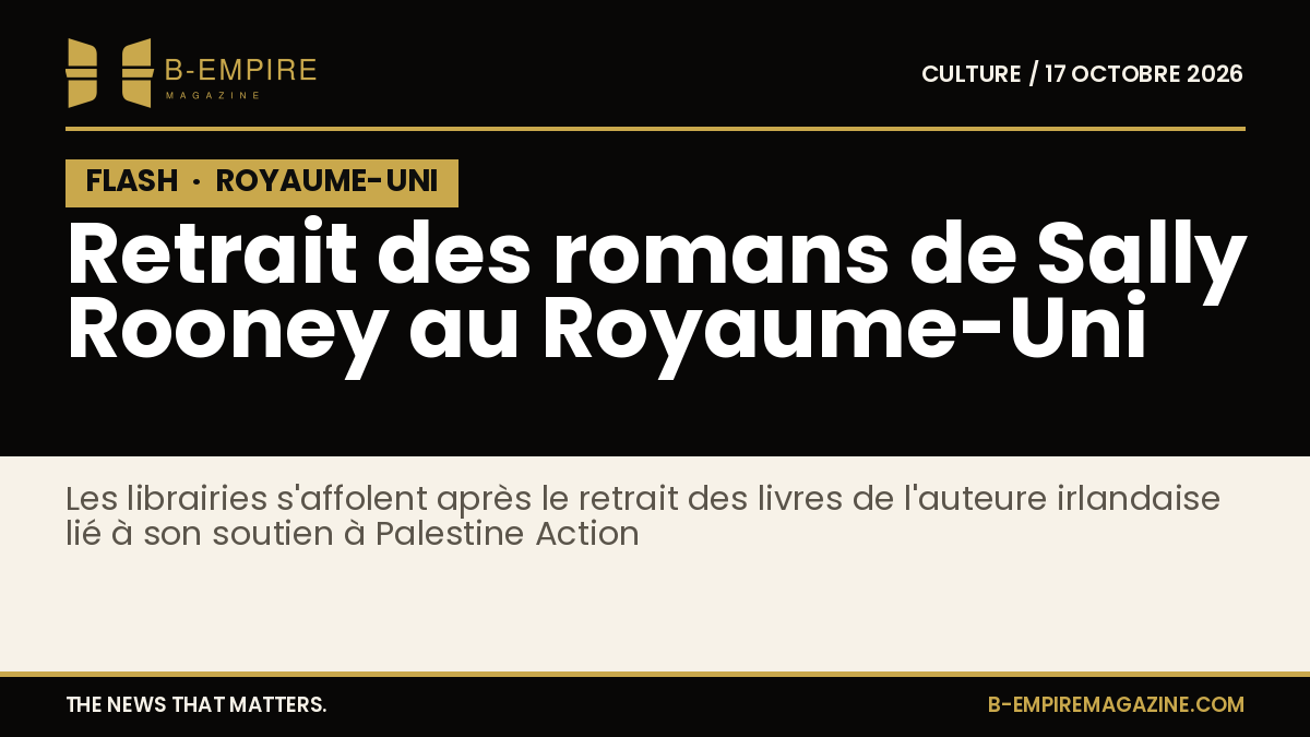 Image conceptuelle montrant une librairie avec des livres de Sally Rooney retirés des étagères