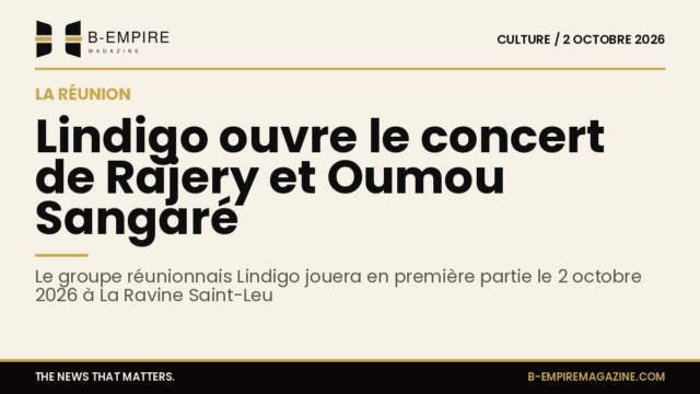 Affiche du concert avec le groupe Lindigo en première partie de Rajery et Oumou Sangaré à La Ravine Saint-Leu, La Réunion