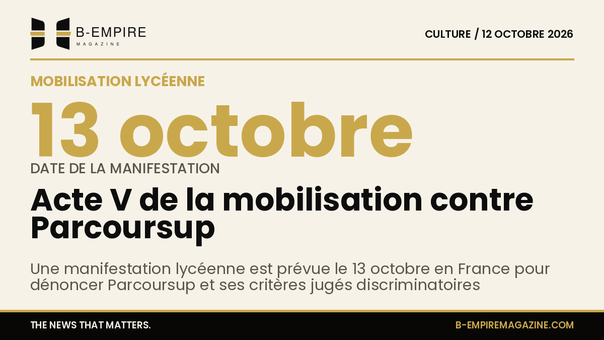 Affiche stylisée avec la date 13 octobre en grand et symbole de manifestation lycéenne