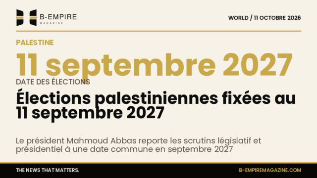Calendrier avec la date du 11 septembre 2027 mise en avant, symbole des élections palestiniennes reportées